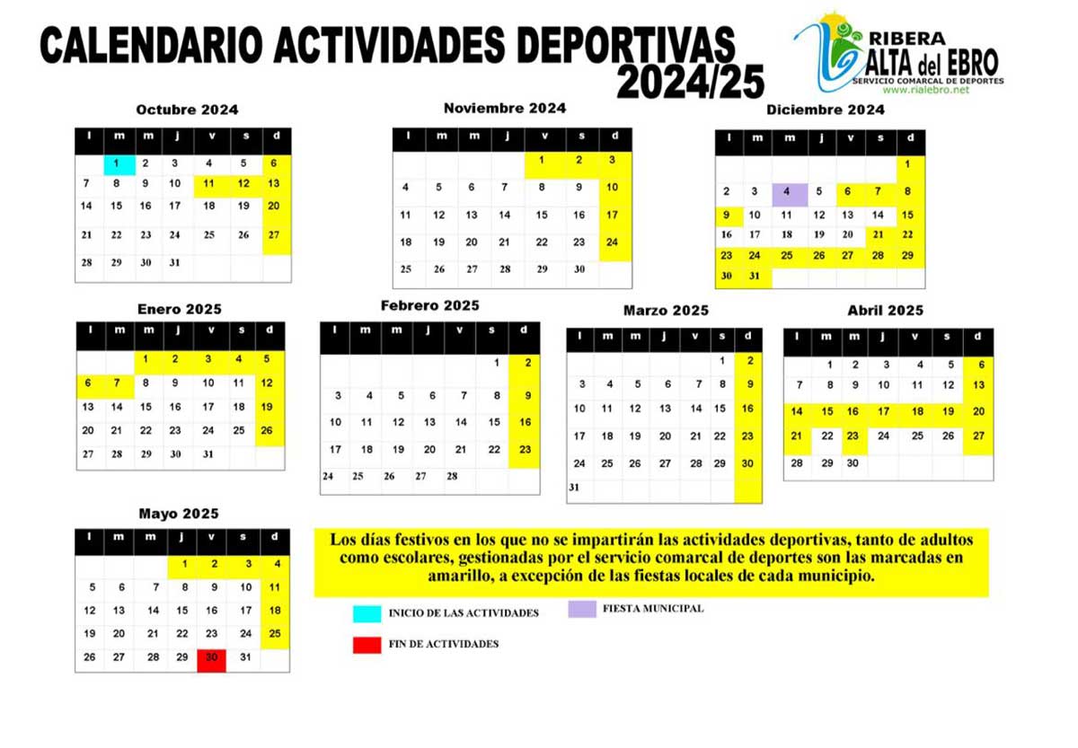 Calendario Actividades Deportivas 2024-2025